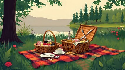 Art Deco Picnic by the Lake