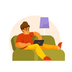 man with laptop on sofa