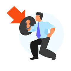 businessman protection himself from falling arrows