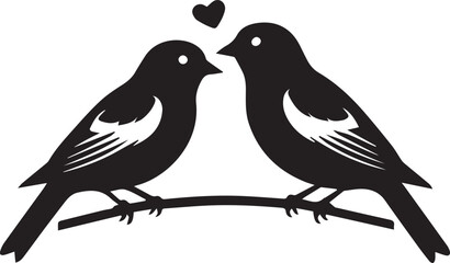 Valentine day Love Birds vector silhouette illustration