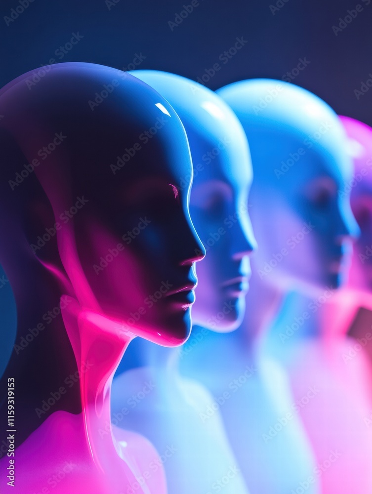 Leinwandbilder faceless abstract avatars with vibrant colors creating a modern mockup design suitable for any creat