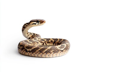 Fototapeta premium A Close-Up View of a Majestic Snake with Intricate Patterns and Textures Against a Clean White Background, Showcasing the Beauty of Reptilian Life and Nature's Design