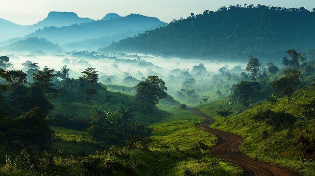 Exploring the lush forests of Lango Bai in Odzala-Kokoua National Park at dawn