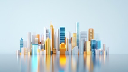 Obraz premium A futuristic urban landscape representing rapid technological advancement with AI isolated white background