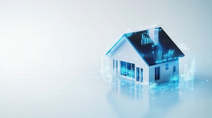 A generational family enjoying smart home technology powered by AI and 5G isolated white background
