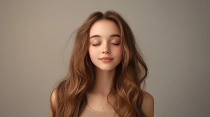 Fototapeta premium young woman with long beautiful hair