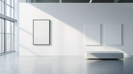 Contemporary minimalist workspace with minimal furnishings. Featuring a clean, uncluttered layout with modern lines