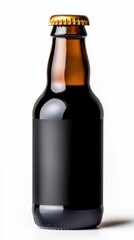 Aluminum mockup beer bottle on white background with studio lighting showcasing sleek design and modern aesthetics
