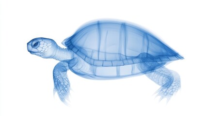 Fototapeta premium Stunning X-ray Image of a Sea Turtle Showcasing Intricate Bone Structure and Unique Details of Its Shell and Limbs in a Mesmerizing Blue Hue