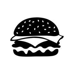 Cheeseburger silhouette icon vector illustration design on white background.