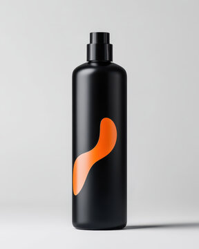 Modern 500ml high-gloss black PET bottle design for innovative hair color mask with geometric label