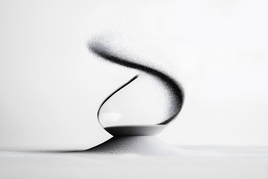 Figure abstraite d'un sablier sur fond blanc
