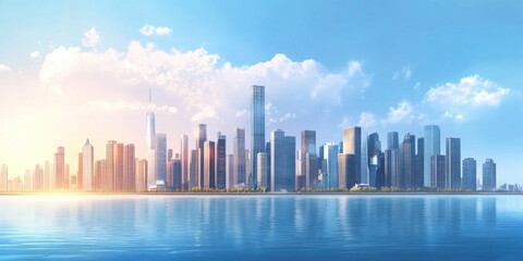 Panoramic View of Urban Commercial Buildings