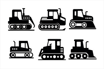 Collection of Black Silhouette  bulldozer icon