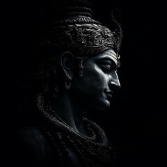 Shiva statue against a black background, Lord Shiva wallpaper, maha shivratri concept
