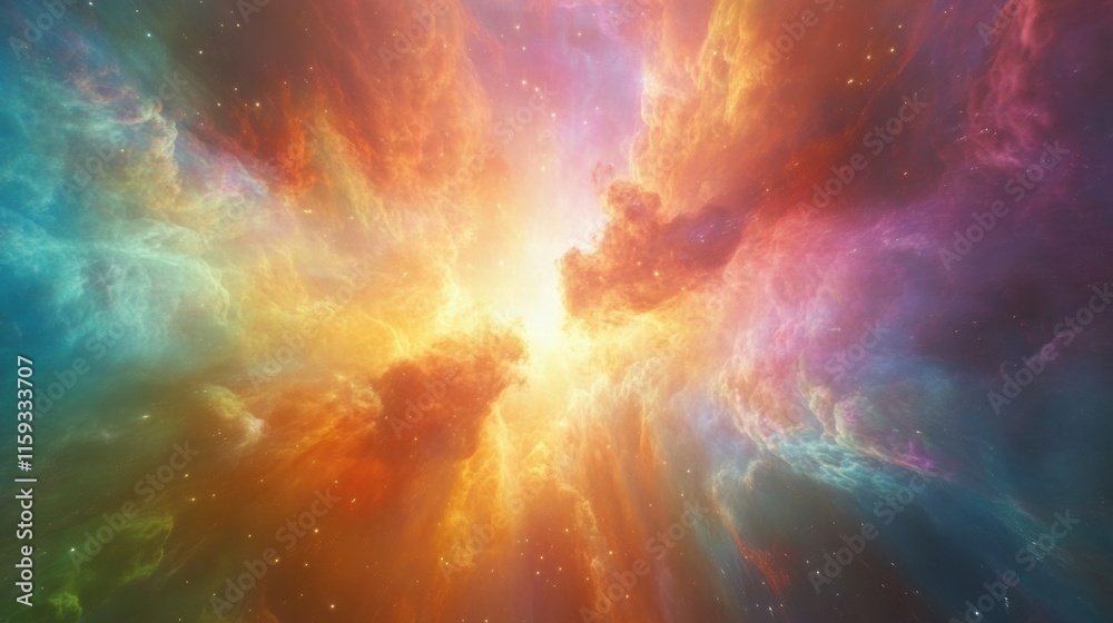 Fototapete Vibrant explosion of color in abstract space with copy space for design and creative projects. Generative AI