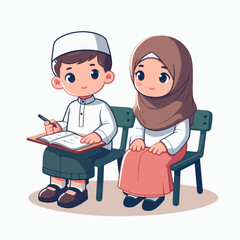 Boy and girl on chairs, portraying friendship or relationship. Perfect for lifestyle blogs, relationship websites, or educational materials on social interaction.