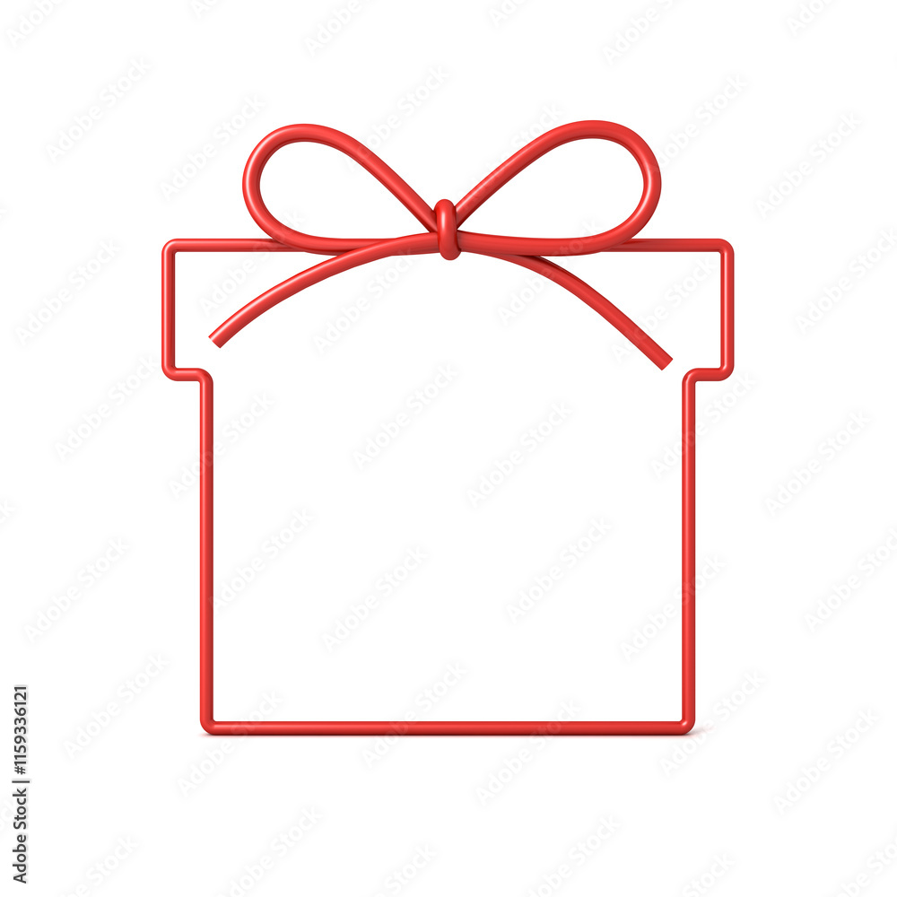 Leinwandbilder Red minimal gift box shape frame product display mockup showcase or blank present frame border stand isolated on white background with shadow minimal creative idea concepts 3D rendering