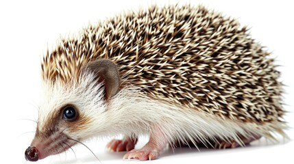 Obraz premium A close-up of a small hedgehog, with its distinctive spines and cute appearance.