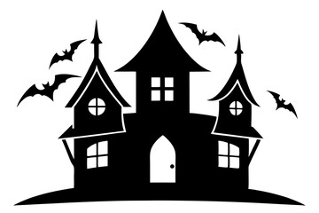 Vector Illustration of Halloween Haunted House Icon on White Background