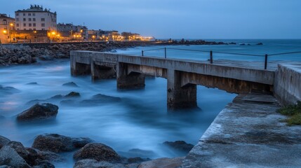 Fototapeta premium Serene Seascape with Leading Lines at Dusk