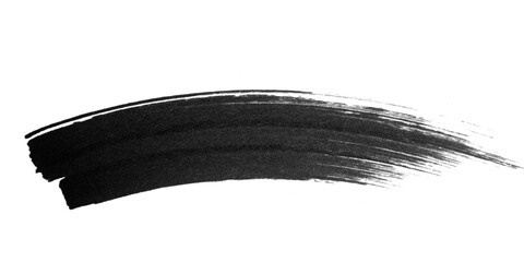 Black watercolor brush curve stroke isolated