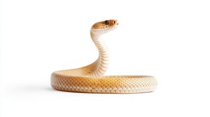Fototapeta premium Captivating Image of an Elegant Desert Snake Arched Gracefully Against a White Background Showcasing Unique Scales and Color Patterns for Wildlife Enthusiasts