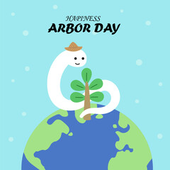 Little snake plants trees happily on Arbor Day