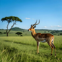 Naklejka premium beautiful shot of a male impala in the fields