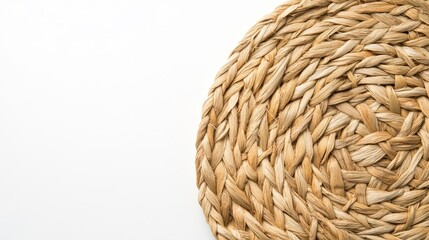 Obraz premium Natural Woven Placemats for Dining, Bohemian Textiles, Home Decor, Eco-Friendly Materials, Rustic Kitchen Accessories, Round Wicker Mats, Table Decoration Ideas