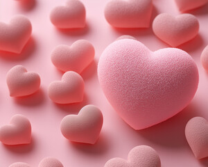 Obraz premium pink heart on pink background for Valentine's Day, close-up