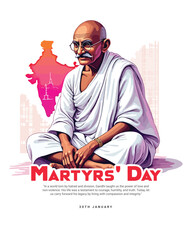 Happy Mahatma Gandhi punyatithi martyrs day social media post banner template