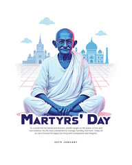 Happy Mahatma Gandhi punyatithi martyrs day social media post banner template