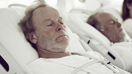 Obraz premium Hospital Rest: Elderly Patients Recovering in Beds