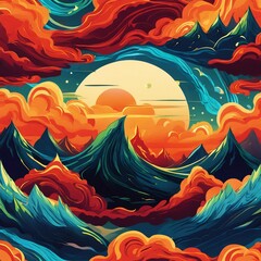 HD ultra high definition dramatic visuals of a chaotic sky with sun, moon and stars