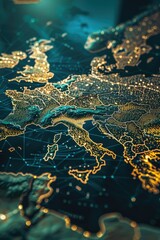 This image represents the interconnected and dynamic nature of the European continent. It visually embodies the vast network of technology, trade, travel, and innovation that thrives across Europe.