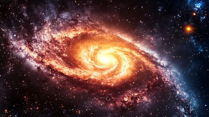 Obraz premium Fiery Spiral Galaxy In Deep Space Cosmic Wonder