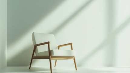 Elegant minimalist reading area with minimal furniture. Featuring a clean, open design with contemporary lines