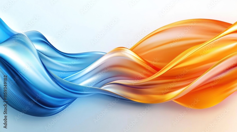 Poster Colorful abstract glossy waves create a dynamic sense of movement and fluidity in a vibrant design. Generative AI