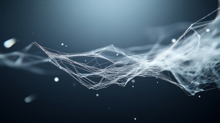 Abstract Digital Network Illustration with Thin Lines and Particles Representing Connectivity and Data Flow in a Futuristic Environment