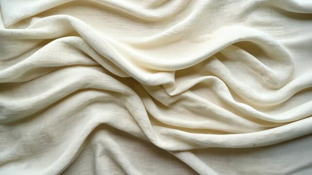 Soft white fabric draped elegantly on a surface showcasing its texture and creases in natural light