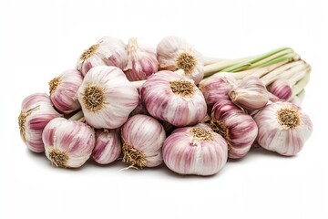 A bunch of garlic bulbs are piled on top of each other