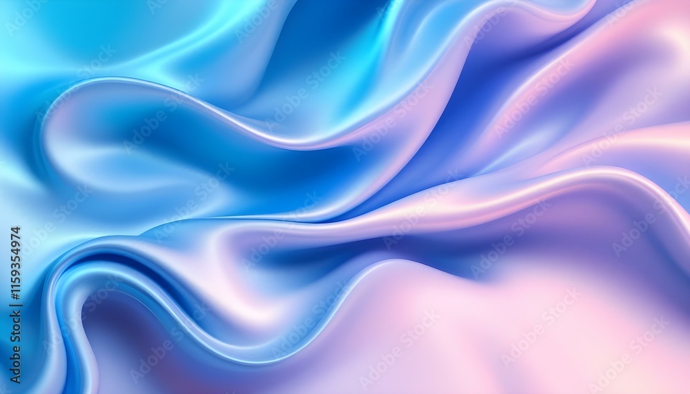 Poster texture of liquid blue-orange gradient glass on a dark background. holographic colors. abstract wavy