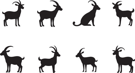 Obraz premium Vector silhouette of goats