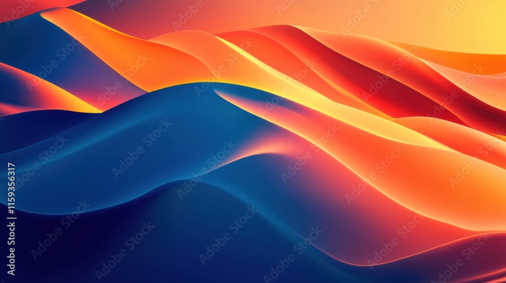 Fototapete glossy abstract waves in vibrant colors showcasing fluid movement and dynamic form. generative ai