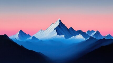 Serene acrylic painting of a Swiss mountain landscape, snowcapped peaks blending into a pastel sunrise