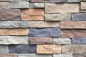 Natural stone wall with various colors and textures, perfect for design