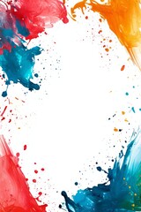 Abstract colorful paint splashes on white background symbolizing creativity, energy, and artistic expression