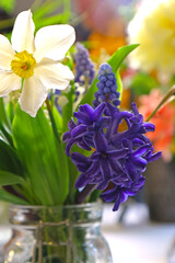 Original flowers made of polymer clay. The most realistic display. Soft focus. Close-up.