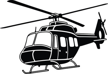 Utility Helicopter silhouette vector illustration, Utility Helicopter line art vector design
